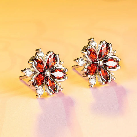 Luxury Female Pink Zircon Stone Earrings