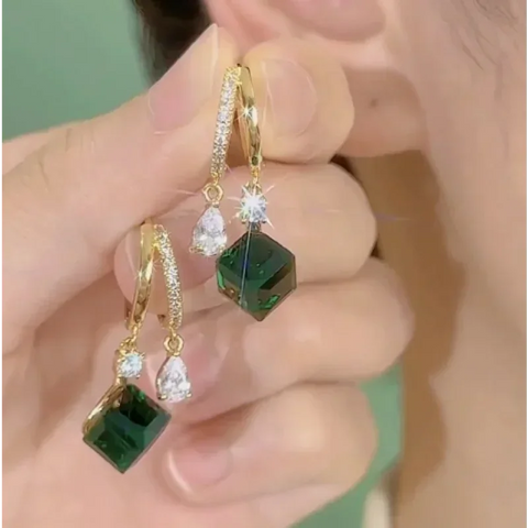 Trendy Geometric Square Crystal Zircon Dangle Earrings