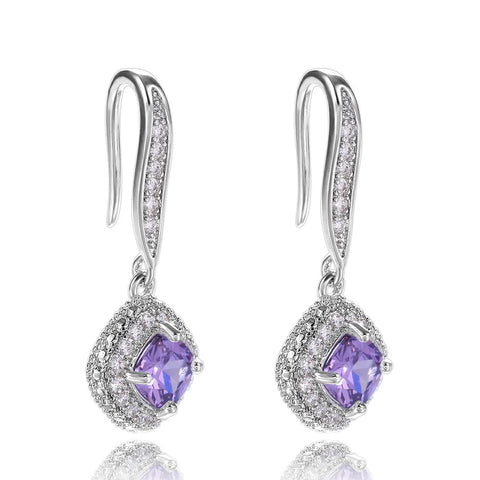 Exquisite Fashion Silver Color Inlaid White Zircon Dangle Earring