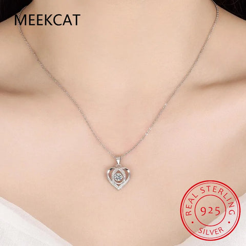 0.5 CT Moissanite Love Heart Shape Pendant Necklace 925 Sterling Silver Charm for Women Fine Jewelry Party Wedding Accessory