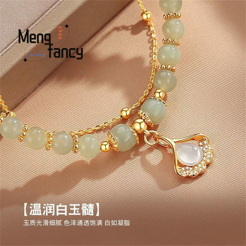 Natural Hetian Jasper Three Lifetimes Bracelet