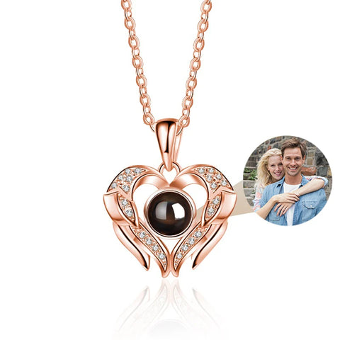 Custom Photo Necklace Projection Necklace with Picture I Love You 100 Languages Personalized Necklace Jewelry Gifts for Women