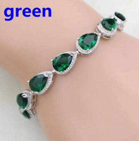Graceful Green Crystal Leaf Bracelet