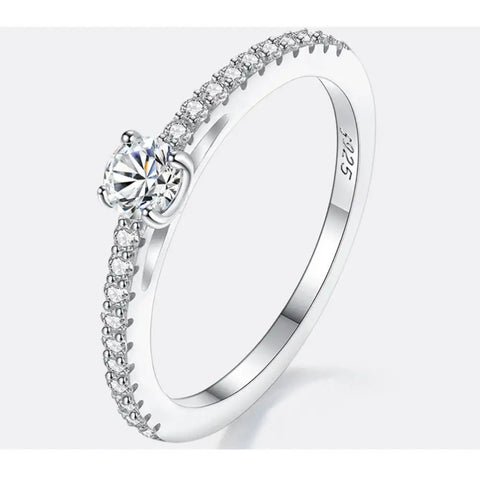 Real 925 Sterling Silver Small Moissnaite Ring