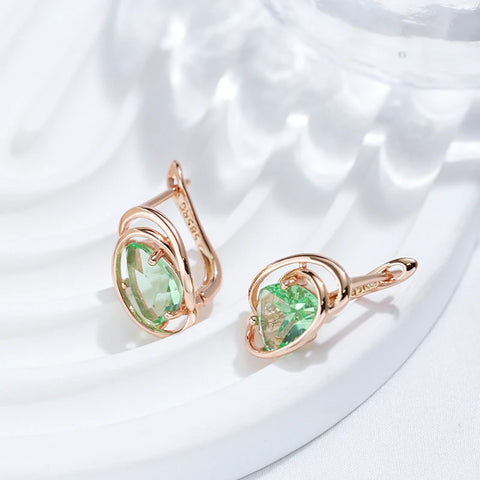 Wbmqda Geometric Light Green Stone Drop Earrings