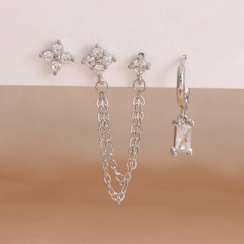 3PCS Exquisite Stainless Steel 12Earrings