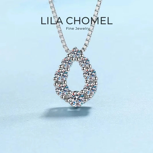 WOMEN Engagement White Gold 18K Wedding Necklaces 0.62CT Moissanite Diamond Girlfriend Valentine's Day WIFE Birthday Gift Party