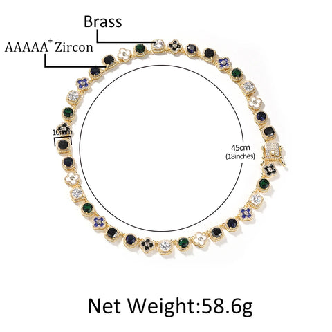 Uwin Square Colored Zircon Necklace