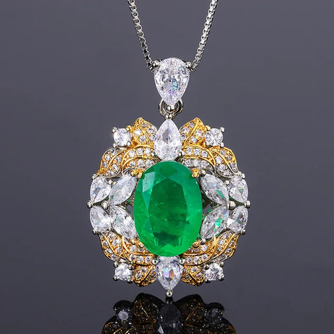 Aquamarine Necklace Zircon Pendant Necklace for Women European and American Style Emerald Ring Red Tourmaline Ring