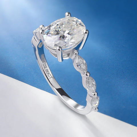 1ct 2ct Oval Cut All Moissanite Engagement Ring