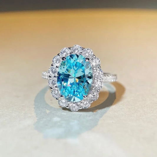 Luxury white gold solid platinum PT950 women's diamond ring