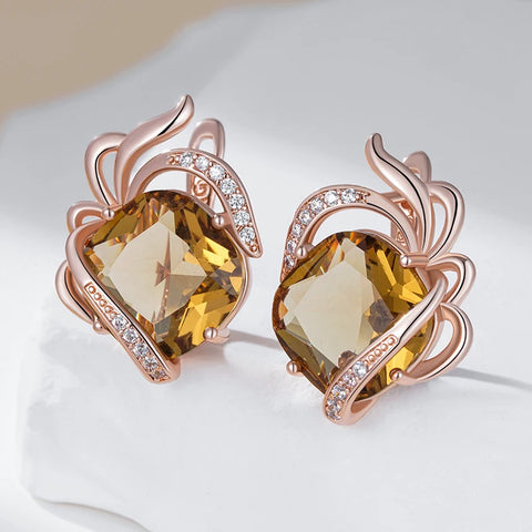Kinel Hot Brown Natural Zircon English Earrings
