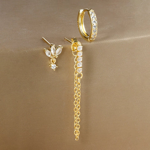 3PCS Luxury Star Pendant Piercing Earrings