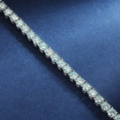 TBCYD 100% Real Blue Moissanite Tennis Bracelet