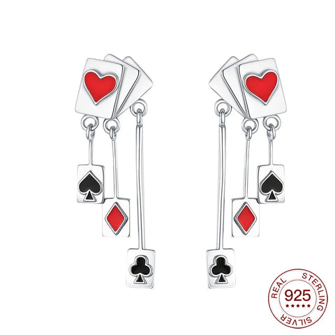 925 Sterling Silver Elegant Sparkling Lucky Clover Hoops Earring