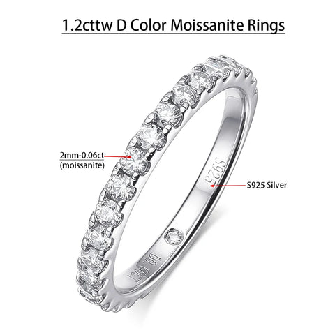 Serenity 1.4cttw D Color VVS1 Moissanite Row Rings