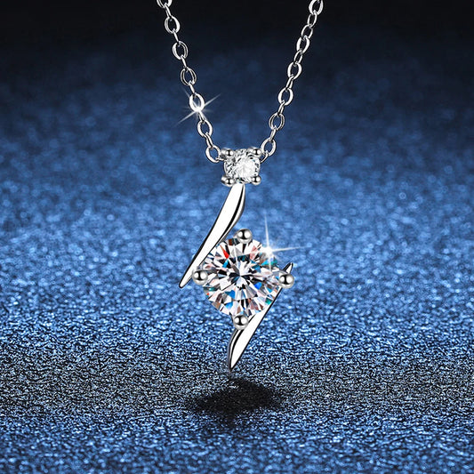 MILIYALIER 1 Ct VVS1 Moissanite Pendant Necklace For Women High Quality 925 Sterling Silver Wedding Party Bridal Fine Jewelry