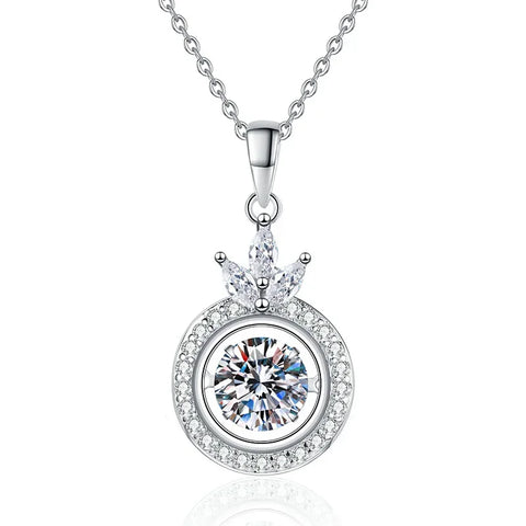 New Arrival Fashionable Ladies 925 Silver Pendant Necklace with Moissanite Lightweight Elegant Crown Clavicle Chain Jewelry