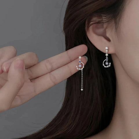 Korean Exquisite Cloud Crystal Tassel Earrings
