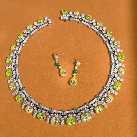 Designer Collection Style Ring Earrings Necklace Women Lady Inlay Pink Round Cubic Zircon Enamel Dinner Party Jewelry Sets