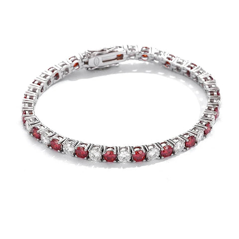 NeeTim Red and White All Moissanite Tennis Bracelets