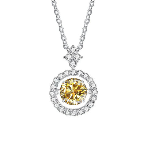 JoyceJelly 1CT Moissanite Diamond Necklace S925 Sterling Silver Beating Heart Pendant Clavicle Chain VVS D Color 3EX Cut Round