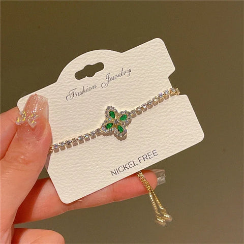 Korean Original Design Sparkling Zircon Flower Bracelet