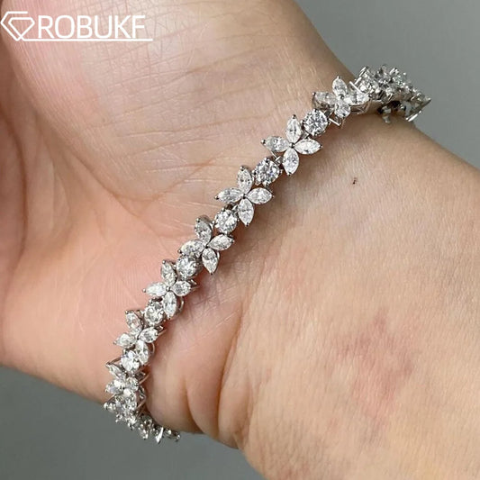 Four Petal Flower Marquise Round Cut Moissanite