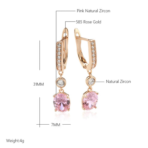 SYOUJYO Natural Pink Zircon Dangle Earrings