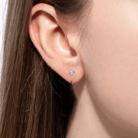 AnuJewel 4mm D Color Moissanites Classic Hoop Earrings