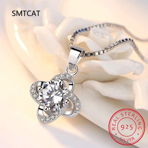 1.2CT Moissanite Necklaces for Women 925 Sterling Silver Diamond Lucky Clover Pendants Necklaces Fine Jewelry Wholesale Colar