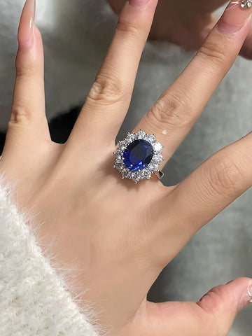 CHARMING 6.0CT Sea Blue Sapphire Ring