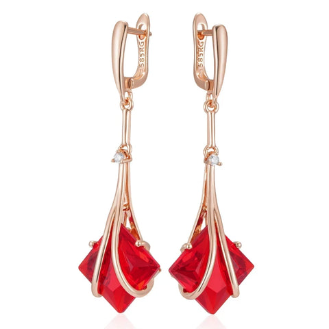 Wbmqda Shiny White Natural Zircon Long Drop Earrings