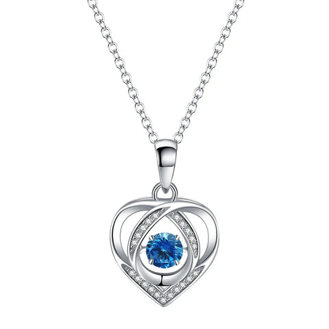 Real 925 Sterling Silver High Quality Jewelry Crystal Zircon Heart Pendant Necklace For Women Fashion FQL23257WH