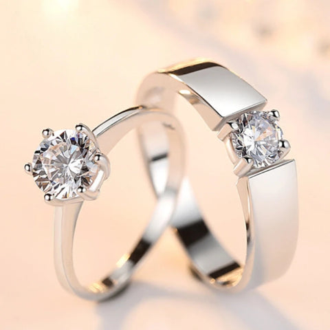 New Simple Couple Rings Silver