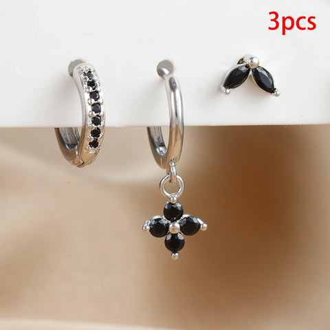3PCS Exquisite Green Zircon Hanging Earrings