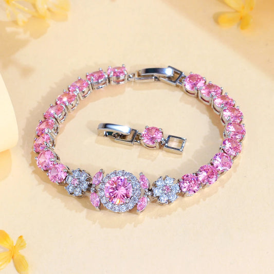 ThreeGraces Elegant Shiny Pink Round Zirconia