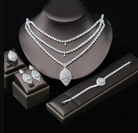 TAZIRN Africa Dubai Nigeria 5A Cubic Zirconia 2/4PCS Jewelry Set For Women Wedding Party Luxury Crystal Jewelry Accessories Gift