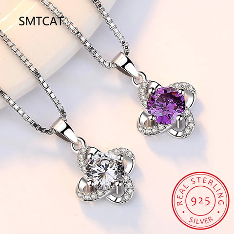 1.2CT Moissanite Necklaces for Women 925 Sterling Silver Diamond Lucky Clover Pendants Necklaces Fine Jewelry Wholesale Colar