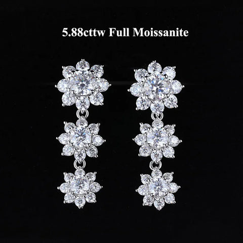 FEOBUR Full Moissanite Diamond Jewelry Set for Women 925 Sterling Silver Luxury Sunflower Necklace Bangle Bridal Wedding Sets