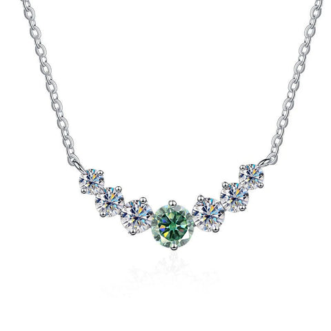 JoyceJelly 5 Moissanite stones Necklace For Women Wedding Jewely with GRA Certified 925 Sterling Sliver Plated 18k White Gold