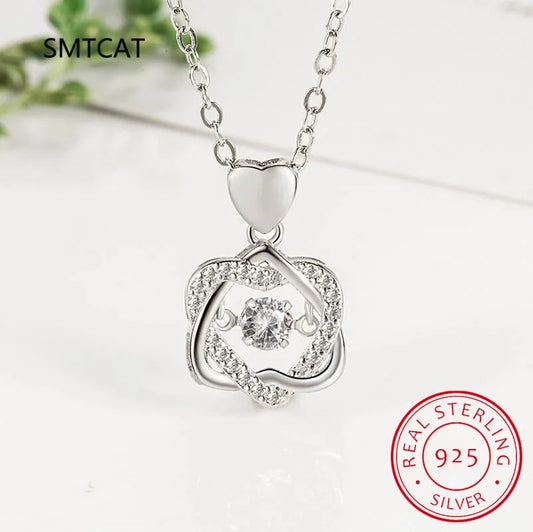 0.5ct GRA Moissanite Necklace for Women Sparkling Simulated Diamond Pendant Beating Heart S925 Silver Fine Jewelry Gift