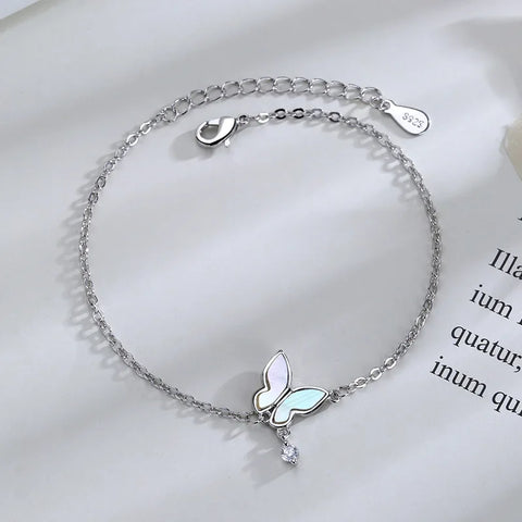 VENTFILLE 925 Silver Diamond-Studded Butterfly Bracelet