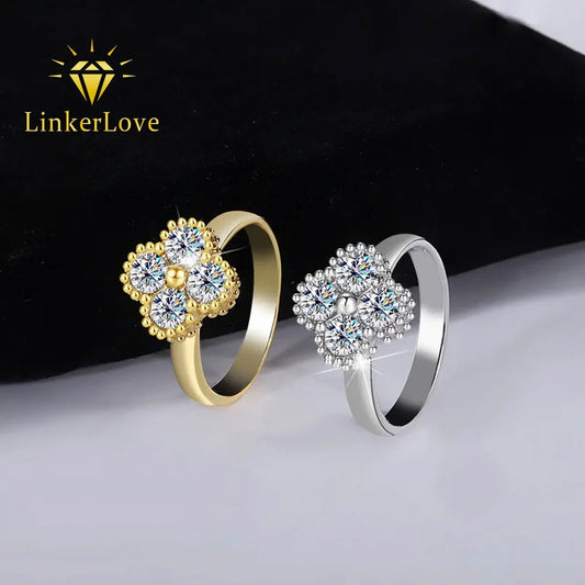 LinkerLove Moissanite Four-leaf Clover Ring