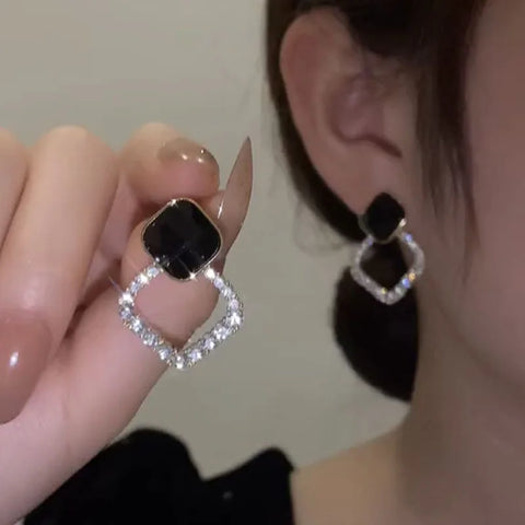 Korean Style Black Zircon Stud Earring
