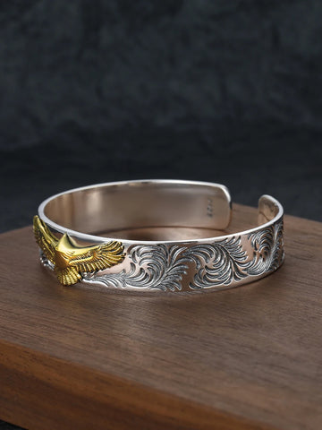 S925 sterling silver gold eagle feather bracelet