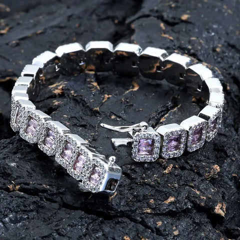 Hip Hop 8mm Square Diamond  Bracelet