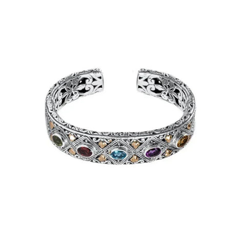 Luxury Inlaid Colored Gemstone Bracelet