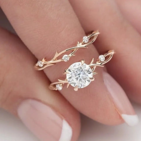 Charm Round Flower Geometry Gold Color Rings