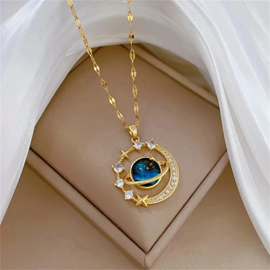 Exquisite Starry Sky Planet Light Luxurious Temperament Gorgeous Necklace